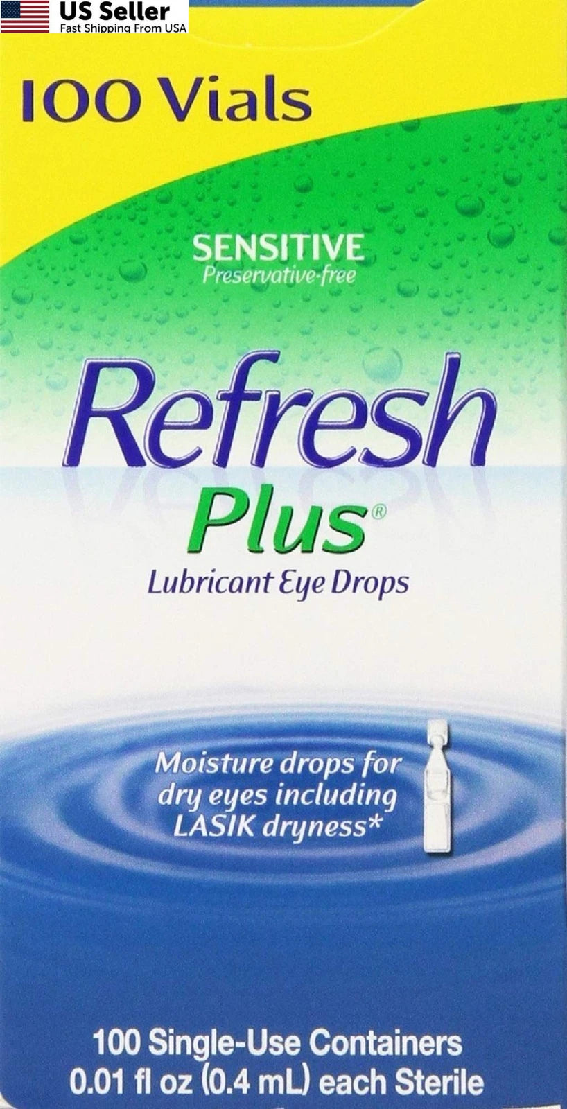 2X Refresh Plus Lubricant Eye Drops Single-Use 100 Count