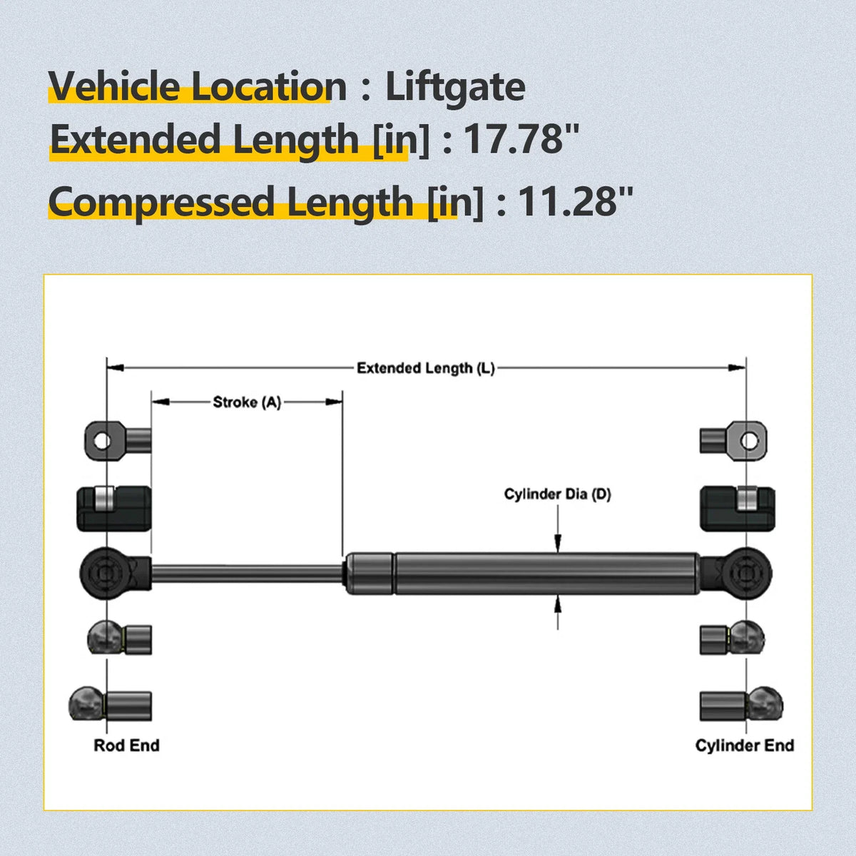 Set of 2 Rear Hatch Lift Supports for Hyundai Santa Fe (2007–2012)
