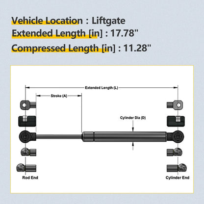 Set of 2 Rear Hatch Lift Supports for Hyundai Santa Fe (2007–2012)