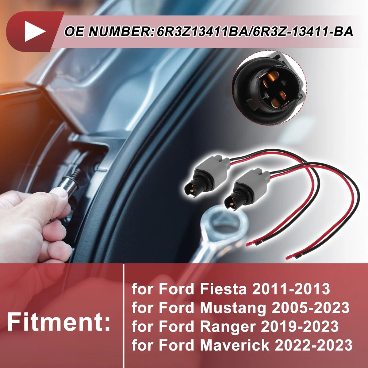 2 Sets Side Marker Light Socket Wiring for Ford Fiesta (2011–2013) No. 6R3Z13411BA
