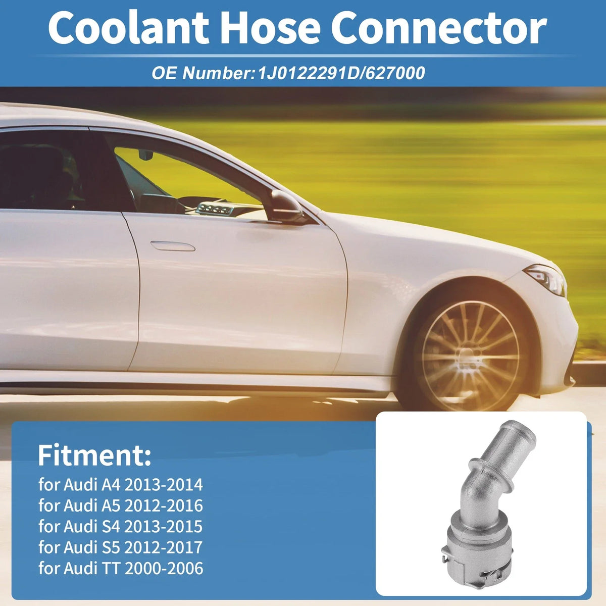 Engine Coolant Hose Connector for Audi A4 (2013–2014) Aluminum Alloy 1J0122291D