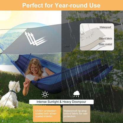 16x12 Ft Camping Tarp Canopy with Poles - Extra Large, Gray