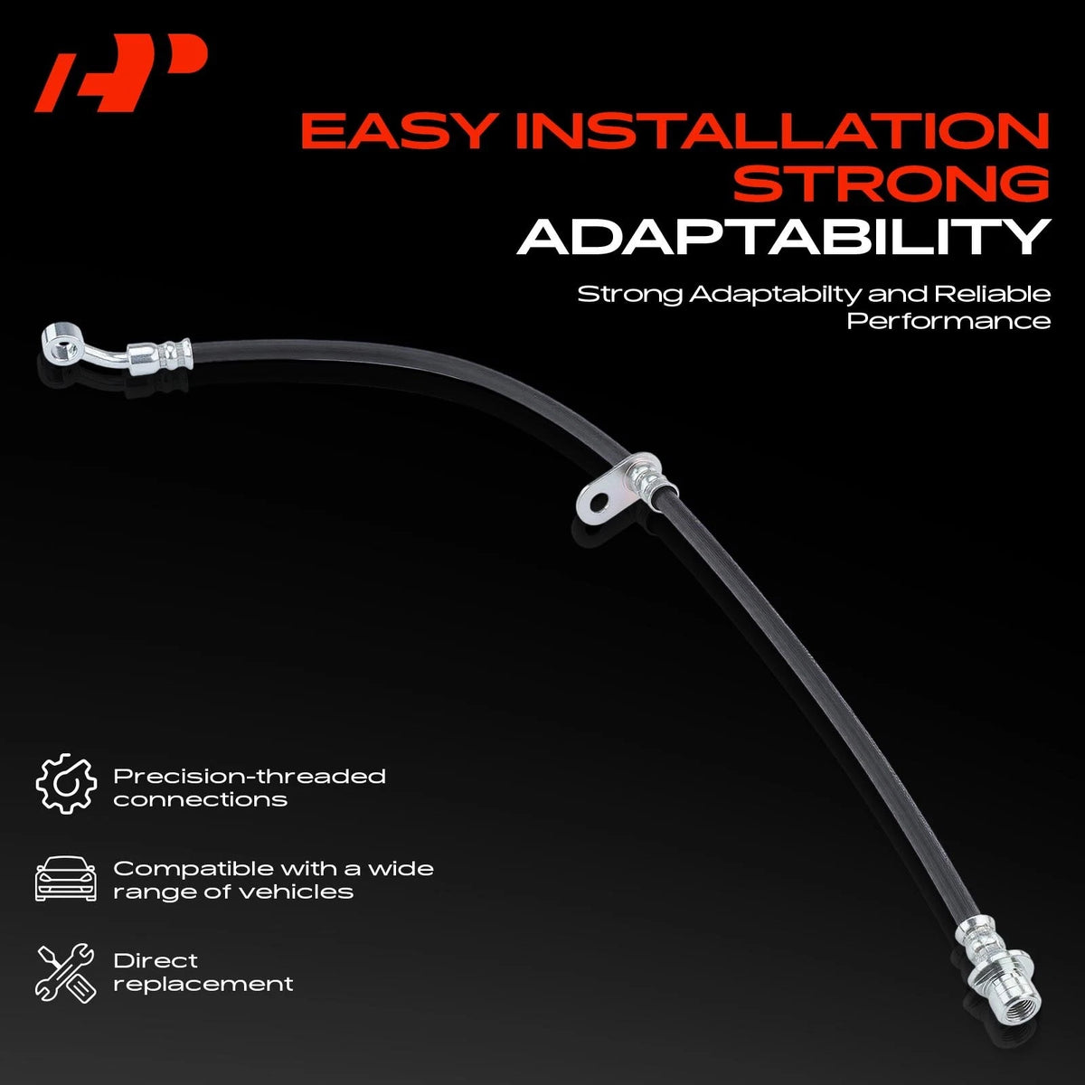 2X Front Brake Hydraulic Hose with Bracket for Honda Civic (2006–2011) 2201760, 2201759