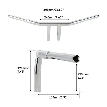 T-Bar Handlebar for Harley Sportster Low Rider (8/10/12/14/16 Inch, Chrome)