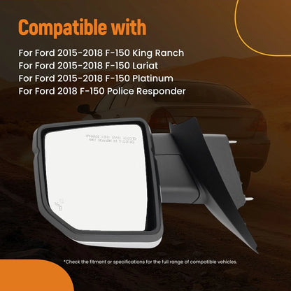 Passenger Side View Mirror for Ford F-150 (2015–2020) Power Heated FL3Z17682NB