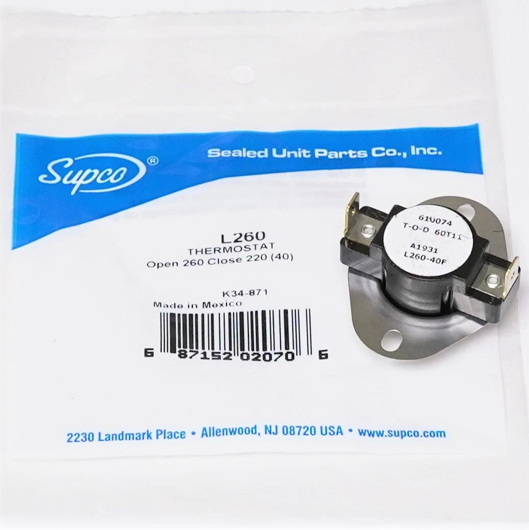 Heater Limit Thermostat for Supco L260-40
