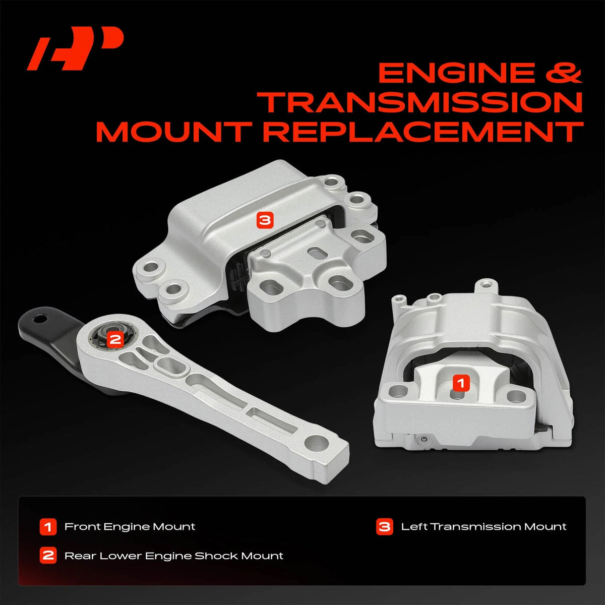 3X Engine & Transmission Mount for VW Passat (1K0199262AR, 1K0199262CL, 1K0199262Q)