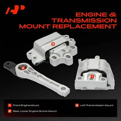 3X Engine & Transmission Mount for VW Passat (1K0199262AR, 1K0199262CL, 1K0199262Q)