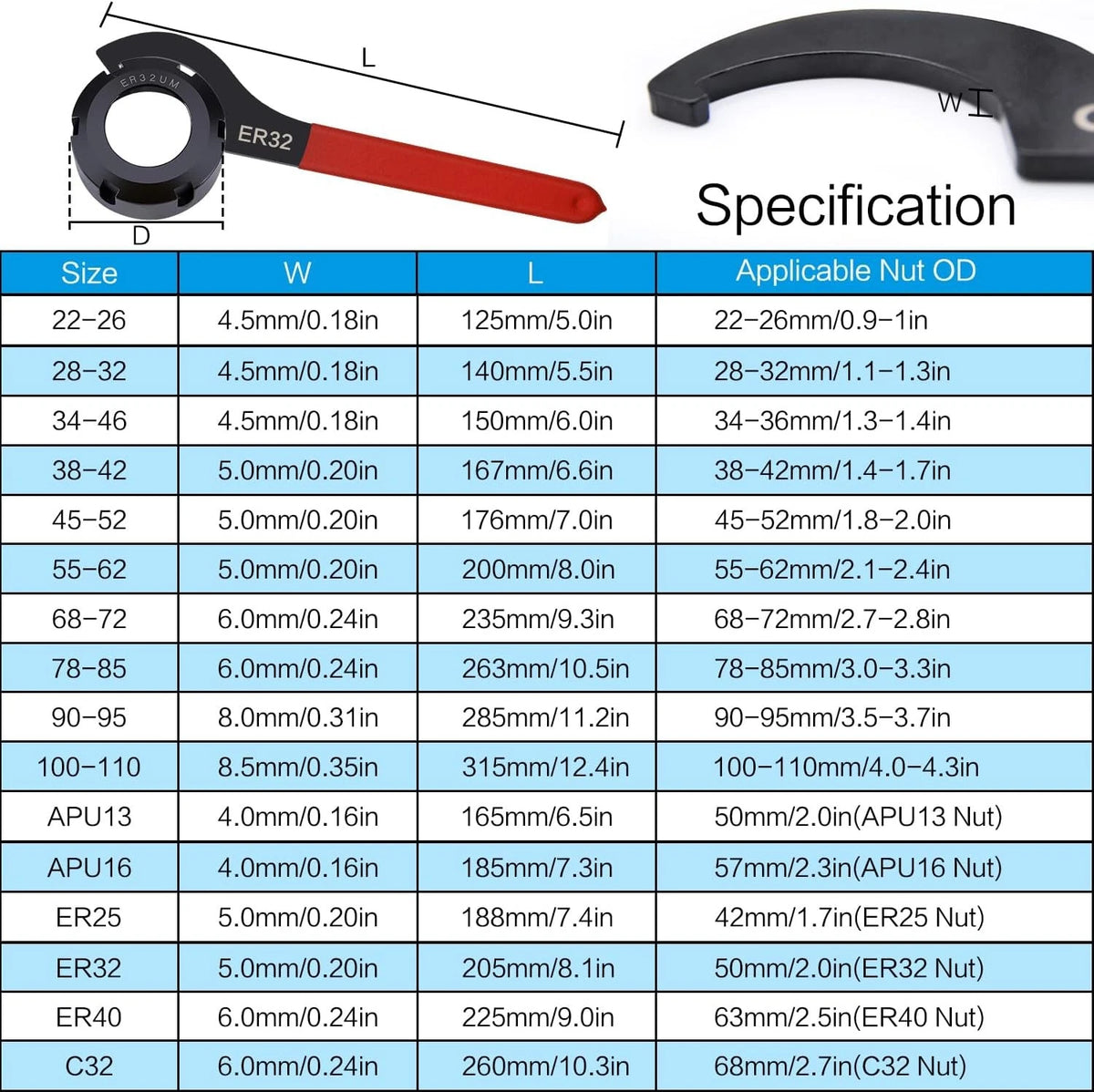 6X Coilover Spanner Wrench Set for Automotive Suspension