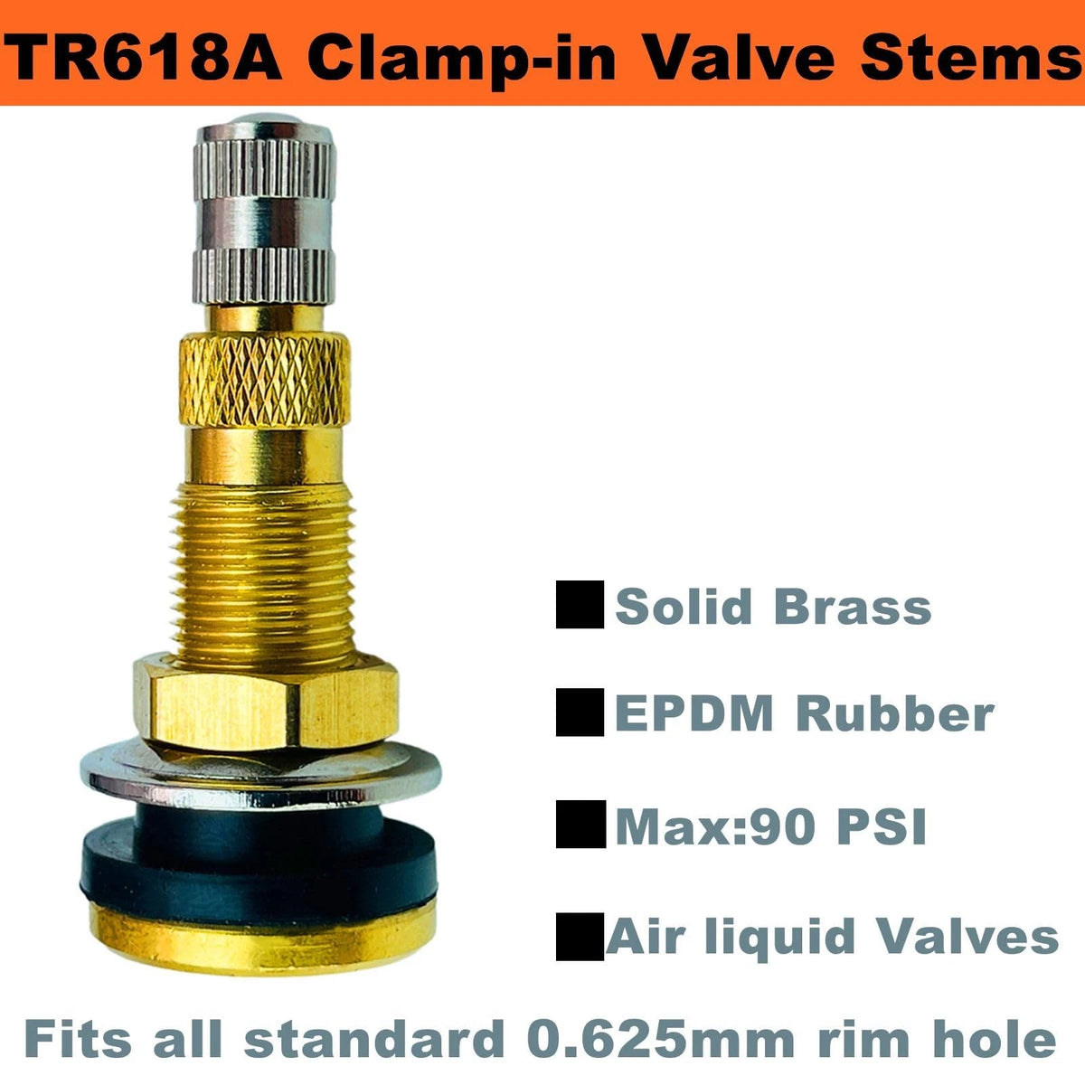 2X TR618A Tire Valve Stems for Tractor (Tubeless Air Liquid)