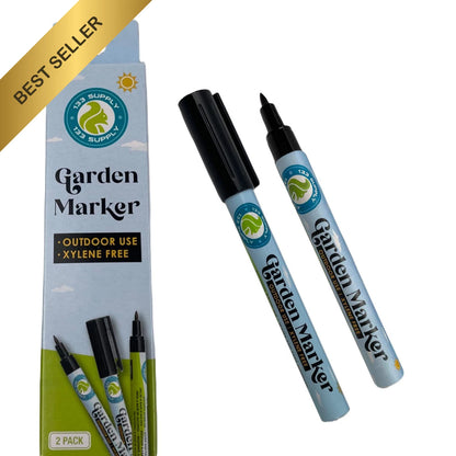 2 Pack Black Garden Marker Pen for Plants - Permanent, Waterproof, UV Fade Resistant