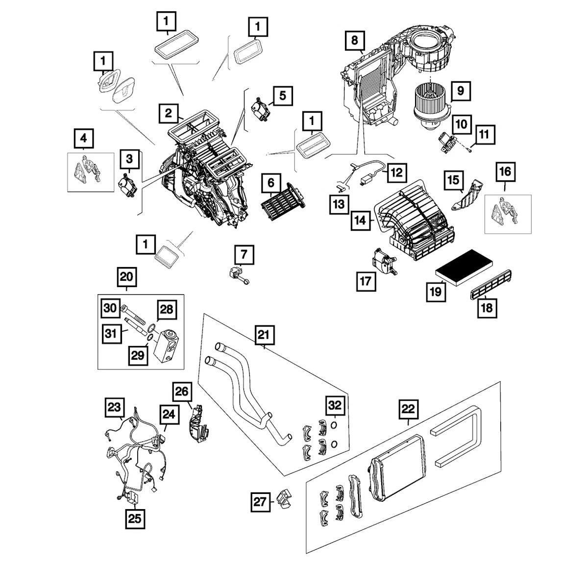 Blower Motor Housing for Fiat 500L, Jeep Renegade (2015–2019) 68113459AA