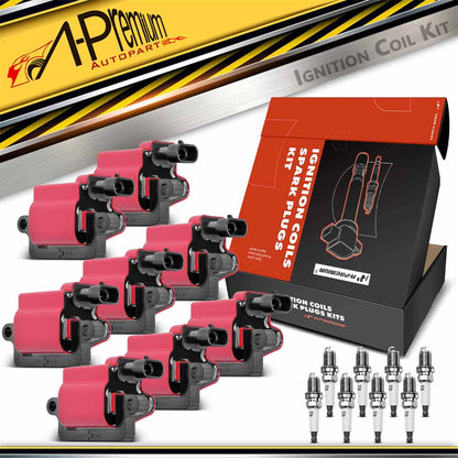 Set of 8 Ignition Coils & Spark Plugs for Chevy GMC Cadillac (12558693, UF-271)