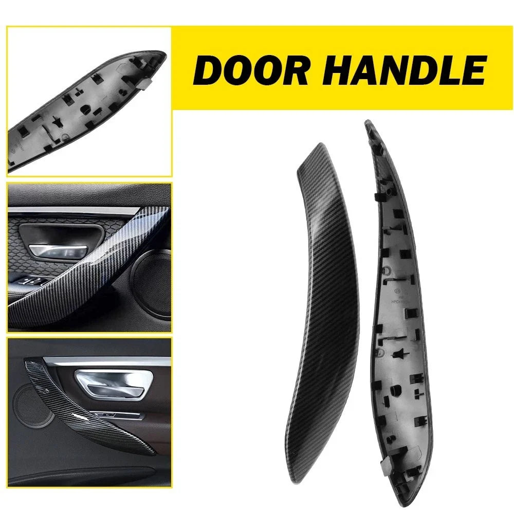 2X Carbon Fiber Trim Inside Door Handle for BMW 3 Series F30 F31 (2013–2018)