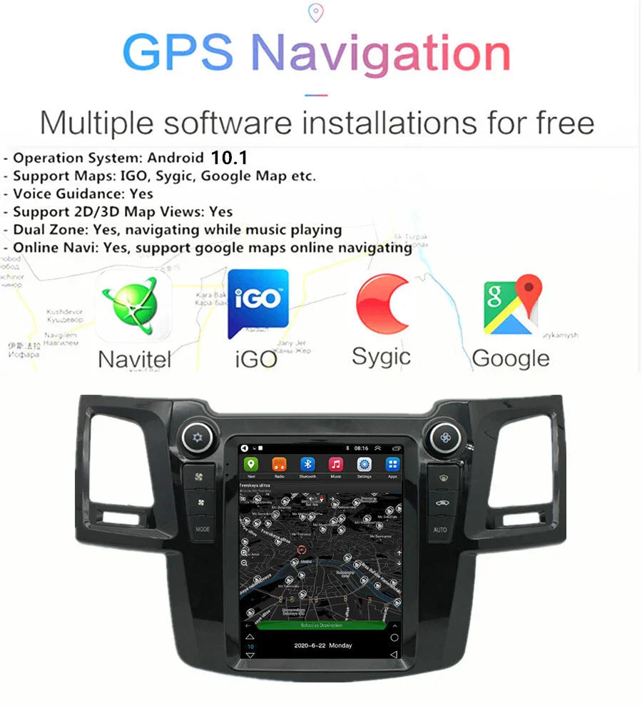 9.7'' Stereo GPS Navigation for Toyota Fortuner Hilux (2005-2014)