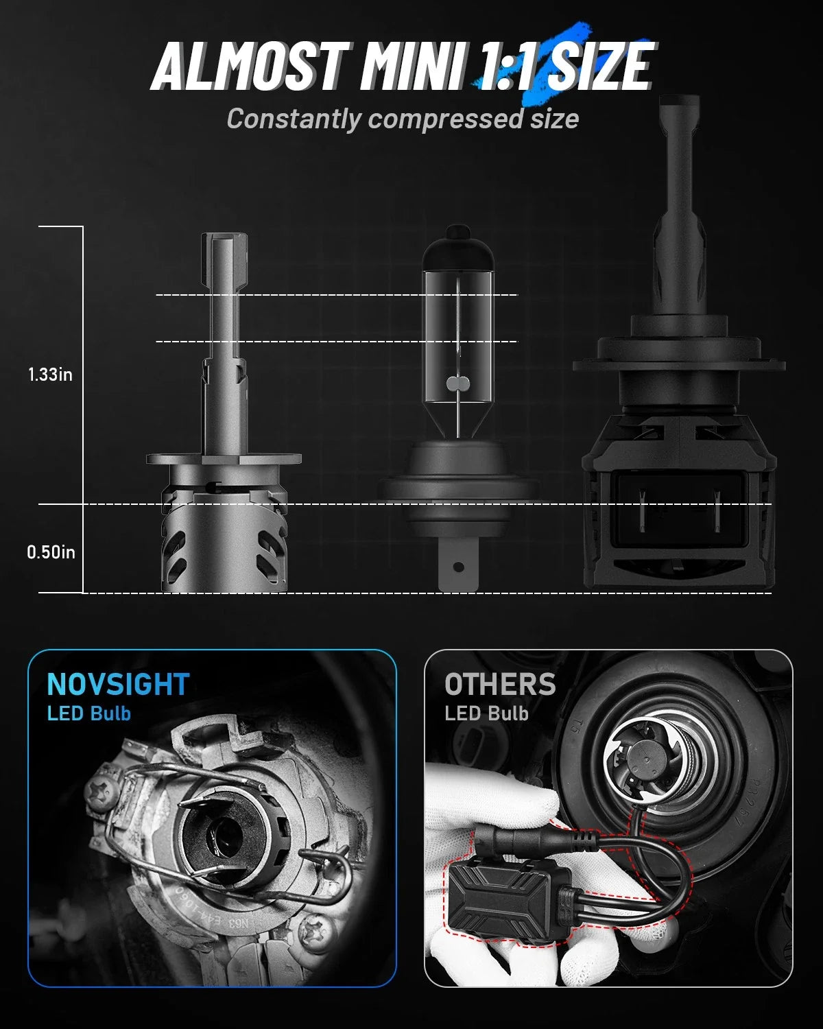 2X 9008 H13 LED Headlight Bulbs for NOVSIGHT (36000LM, Hi-Lo Beam, 120W)