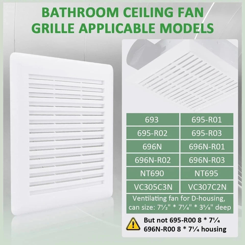 Bathroom Ceiling Fan Grille with Springs for Wall-Mount Exhaust Fan