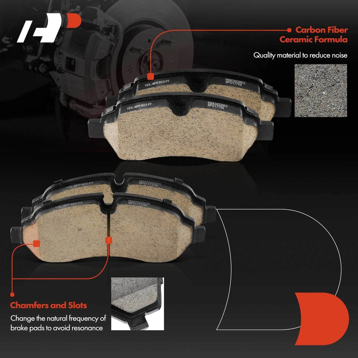 Set of 8 Ceramic Brake Pads for Ford Transit-150 250 350 (2015–2019)