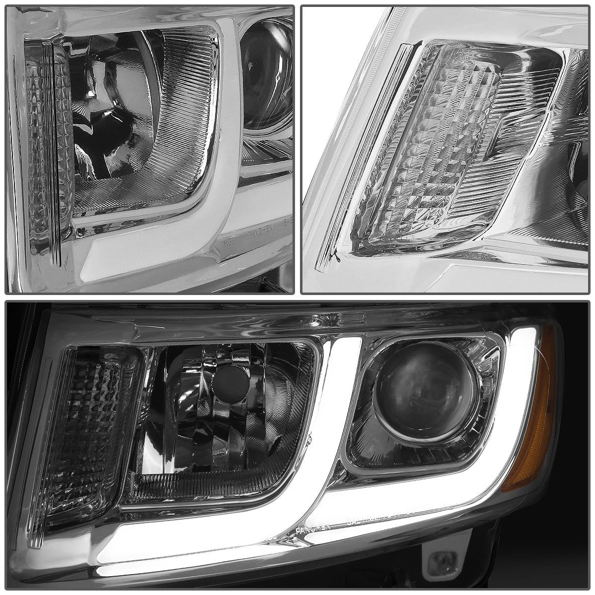 LED DRL Projector Headlight for Jeep Grand Cherokee (2014–2016) Chrome Amber