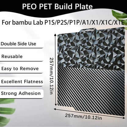 Flexible Build Plate for Bambu Lab P2S/P1S/P1P/A1/X1C/X1/X1E (257x257mm)