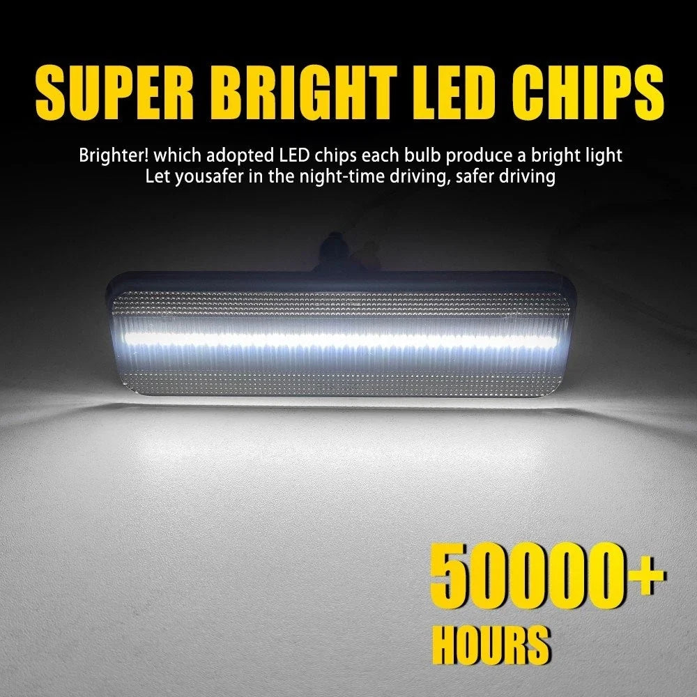 2X White LED Front + Rear Side Marker Lights for Dodge Charger (1972–1974, 1984–1987)