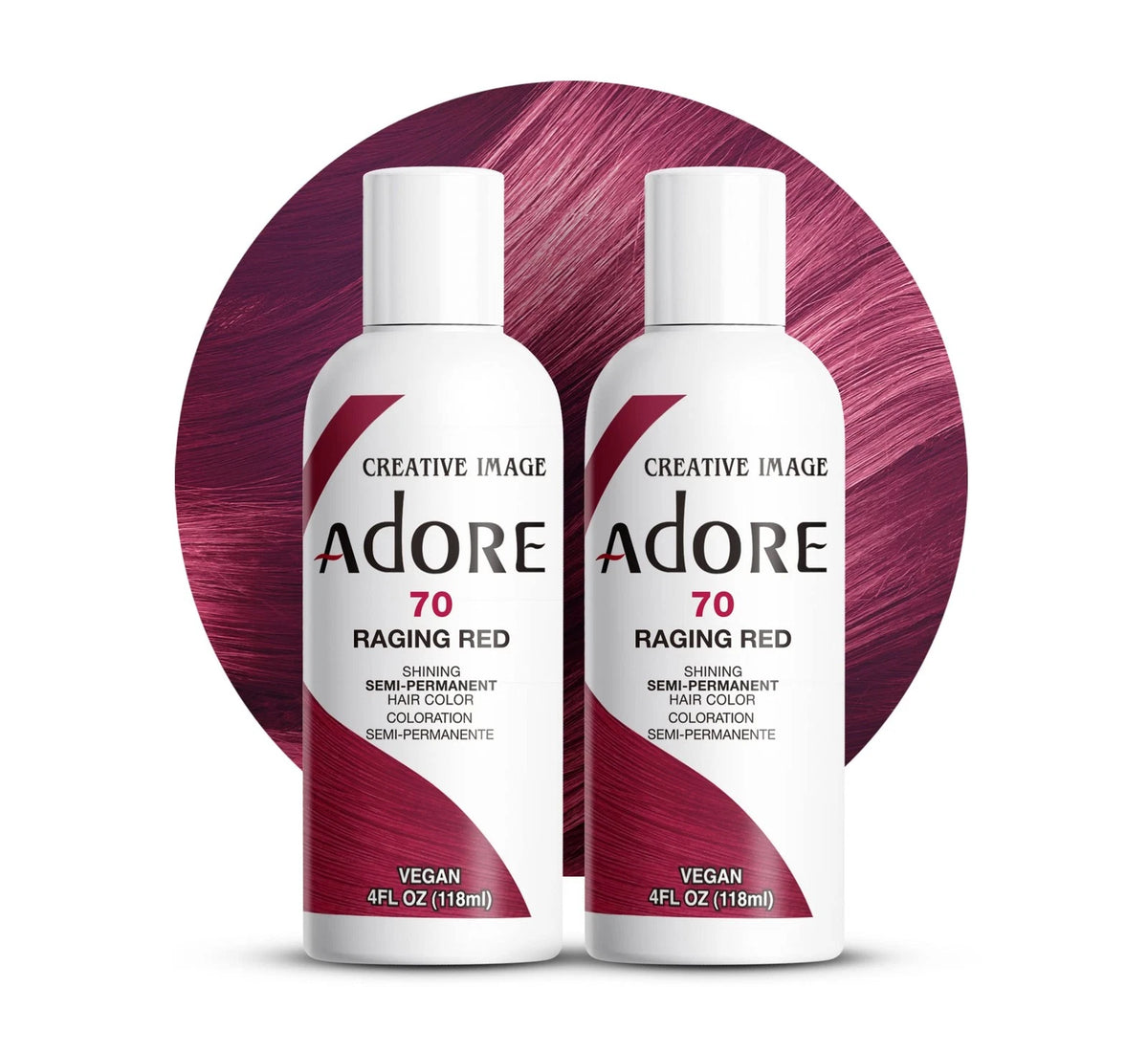 2X Adore Semi Permanent Hair Color 070 Raging Red (4 Fl Oz)