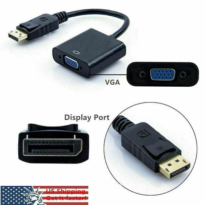 Display Port to VGA Adapter Cable for Laptop Desktop Monitor (1080P)