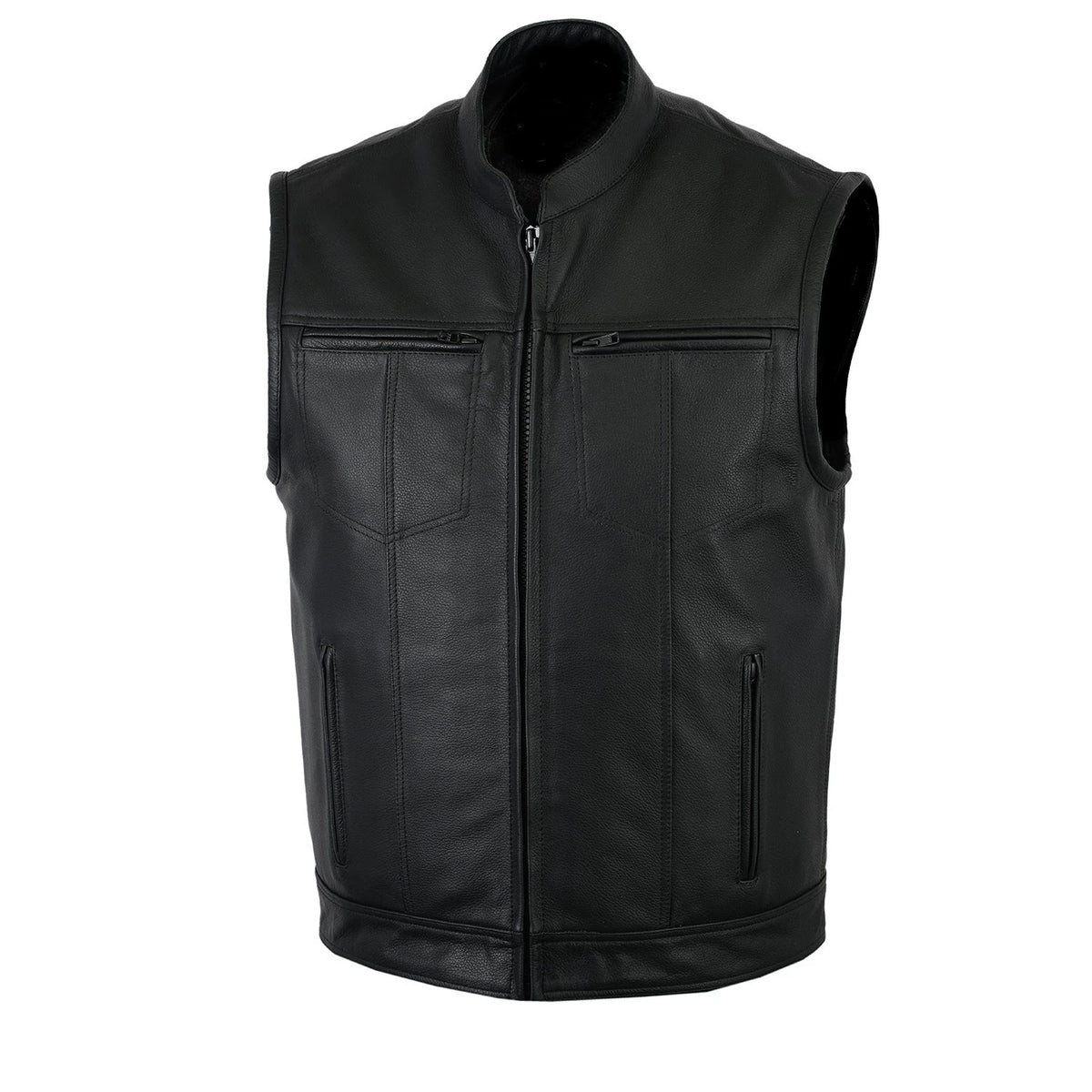 Men's Fulmer Leather Motorcycle Vest with Conceal Carry Pocket