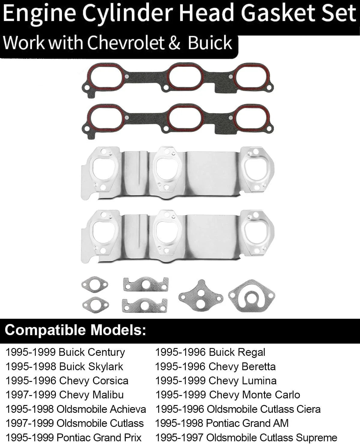 Head Gasket Set w/ Cylinder Head Bolt for Chevrolet Pontiac Buick Oldsmobile 3.1L (1990–2005)