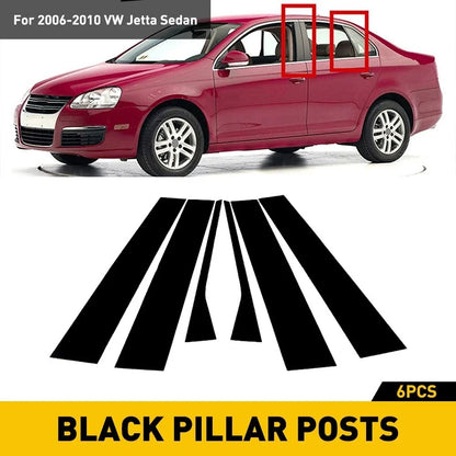 6Pcs Black Window Trim Decal for VW Jetta MK5 (2006–2010) EXV