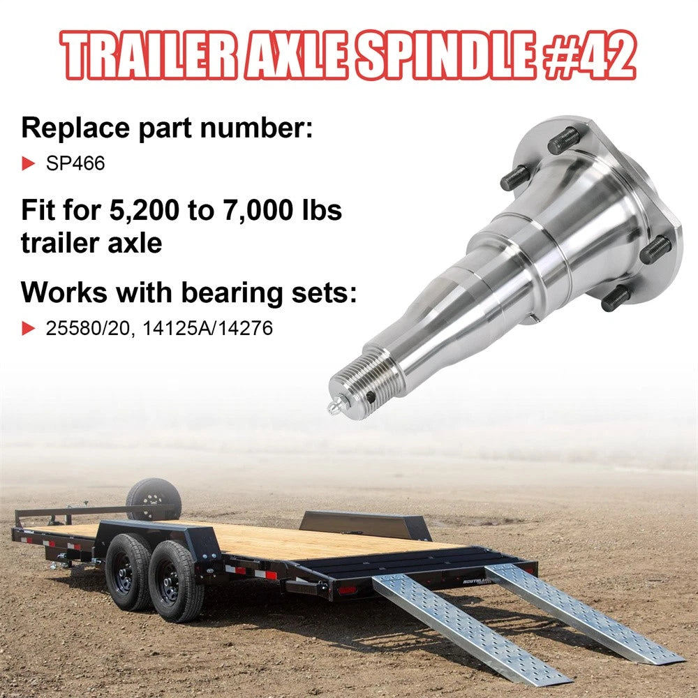 2X SP466 Spindle for E-Z Lube Trailer Axle (5200-7000 lbs)