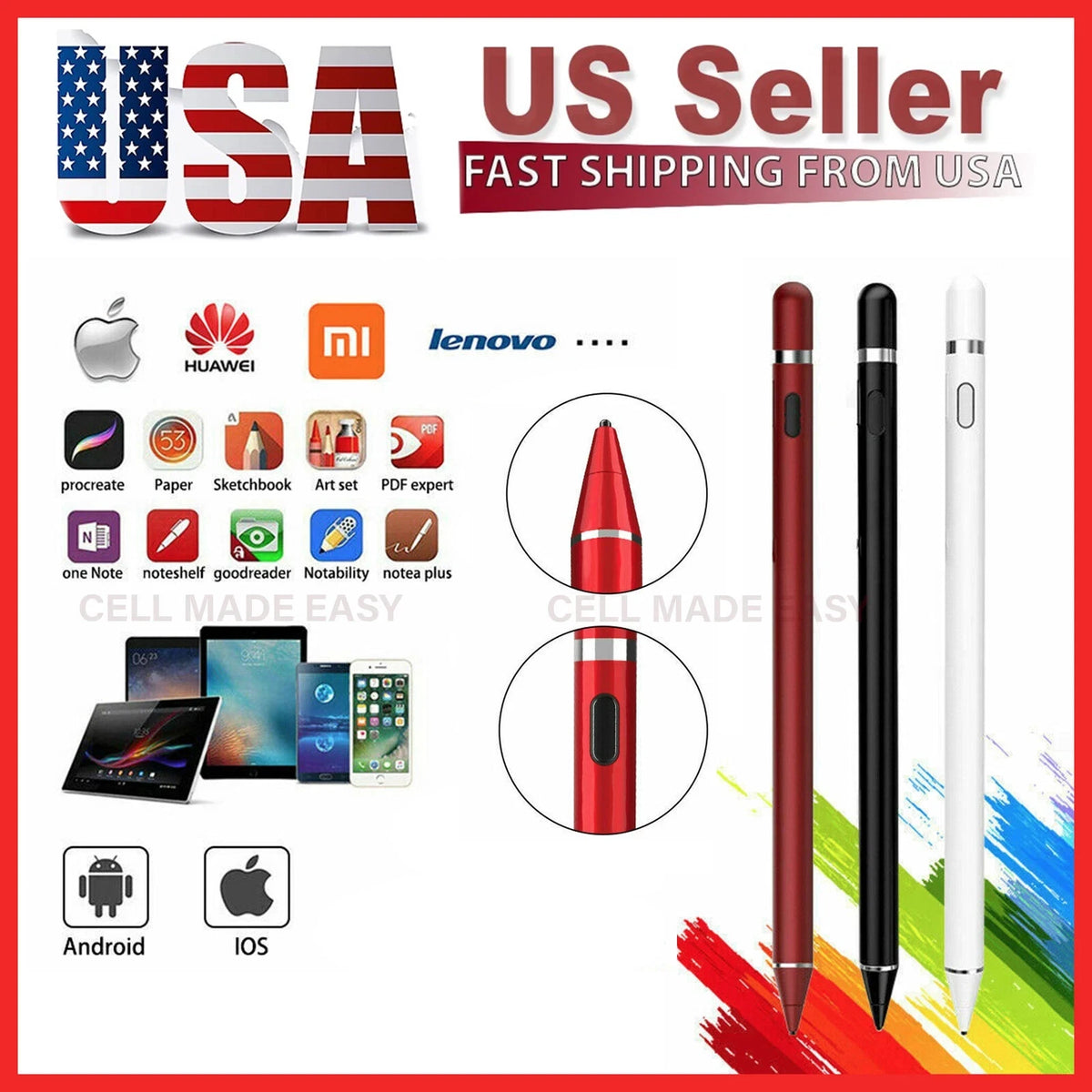 Pencil Stylus for iOS / Samsung Galaxy Tablet / Phone / Lenovo LG Laptop