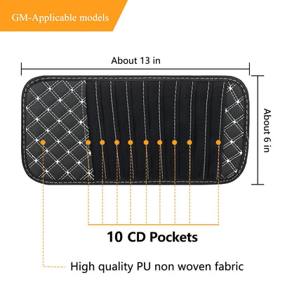 2X CD Visor Holder for Car (CK051) - Black Non-Woven Cloth & PU