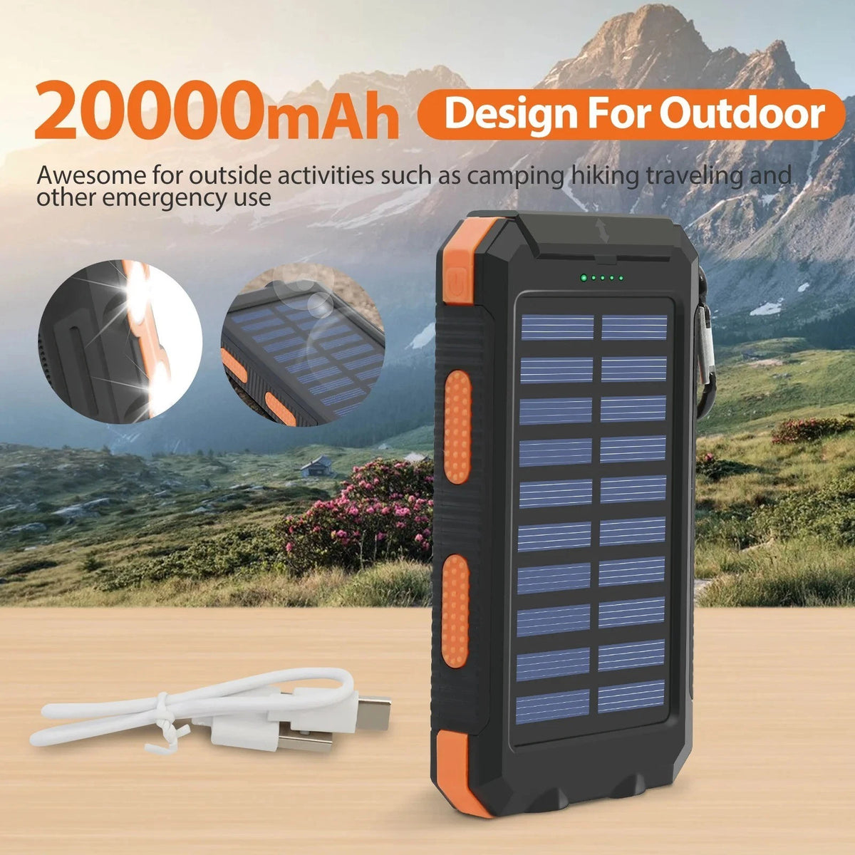 2X 20000mAh Solar Power Bank for Super 2026 Cell Phone