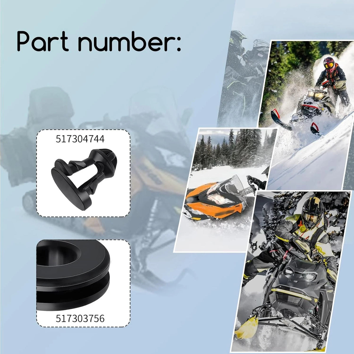 Grommet with Button for Ski-Doo Skandic, Tundra (2012–2020) 517304744 517303756