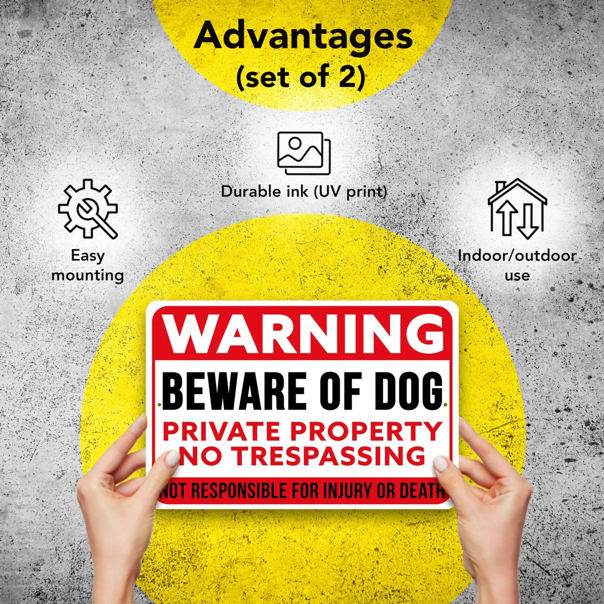2X Beware of Dog Signs 7x10 Aluminum (Set of 2)