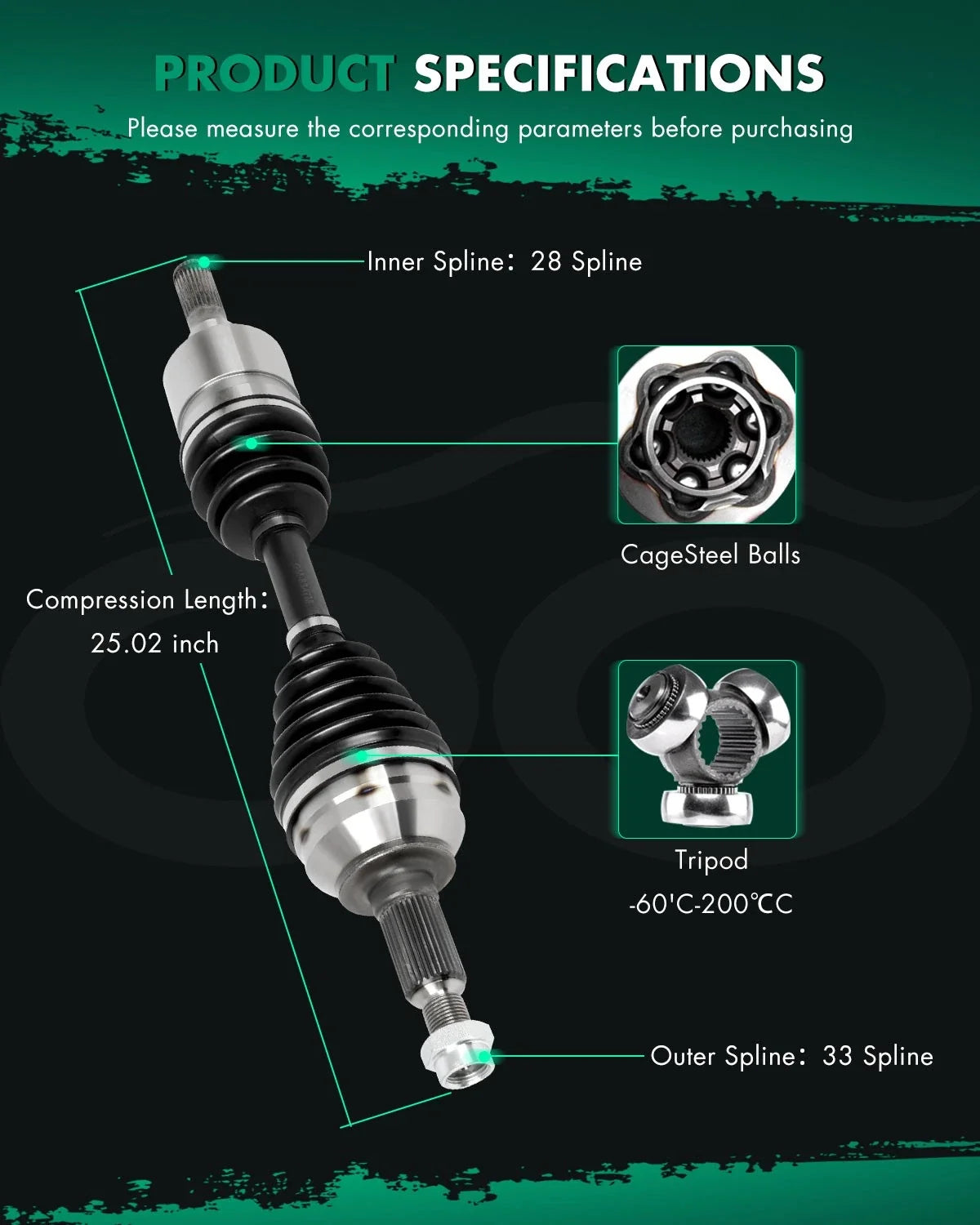 CV Axle Assembly for Hummer H3 H3T (2007–2010) 3.7L