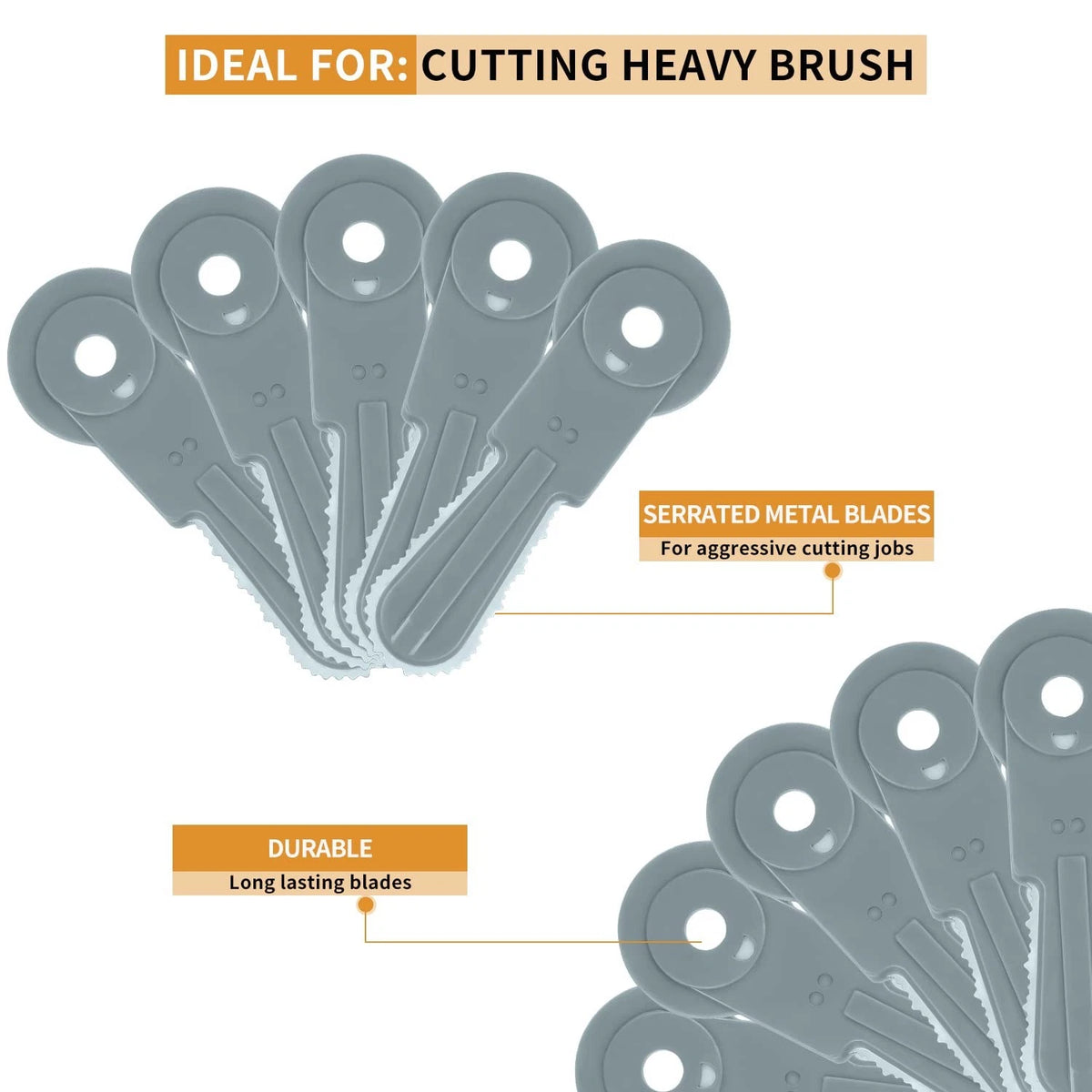 9Pcs Brush Cutter Replacement Blades for Weed Gray