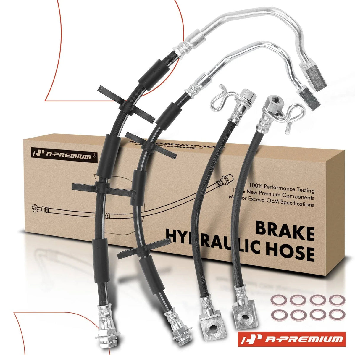 Set of 4 Brake Hydraulic Hoses for Ford F-150 (2004–2004)