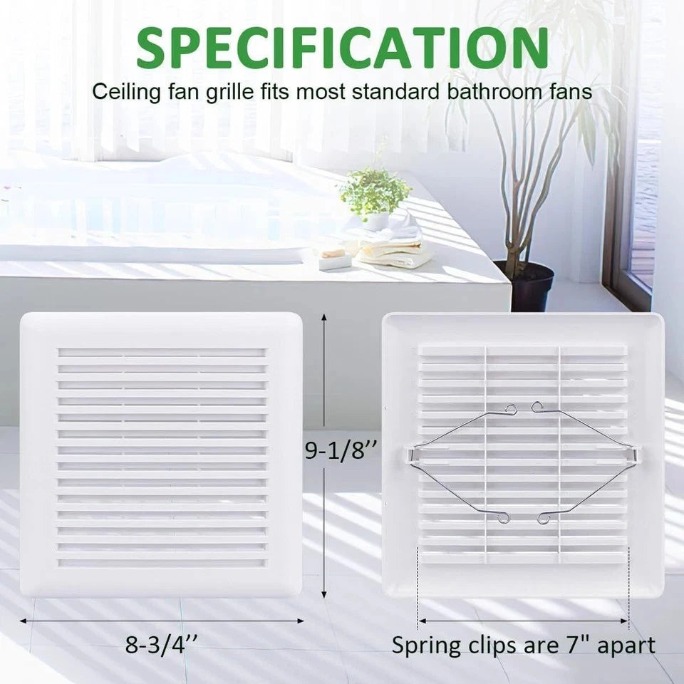 Bathroom Ceiling Fan Grille with Springs for Wall-Mount Exhaust Fan
