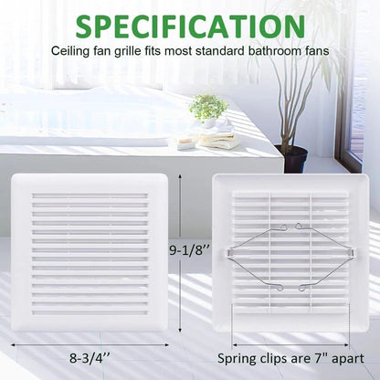 Bathroom Ceiling Fan Grille with Springs for Wall-Mount Exhaust Fan