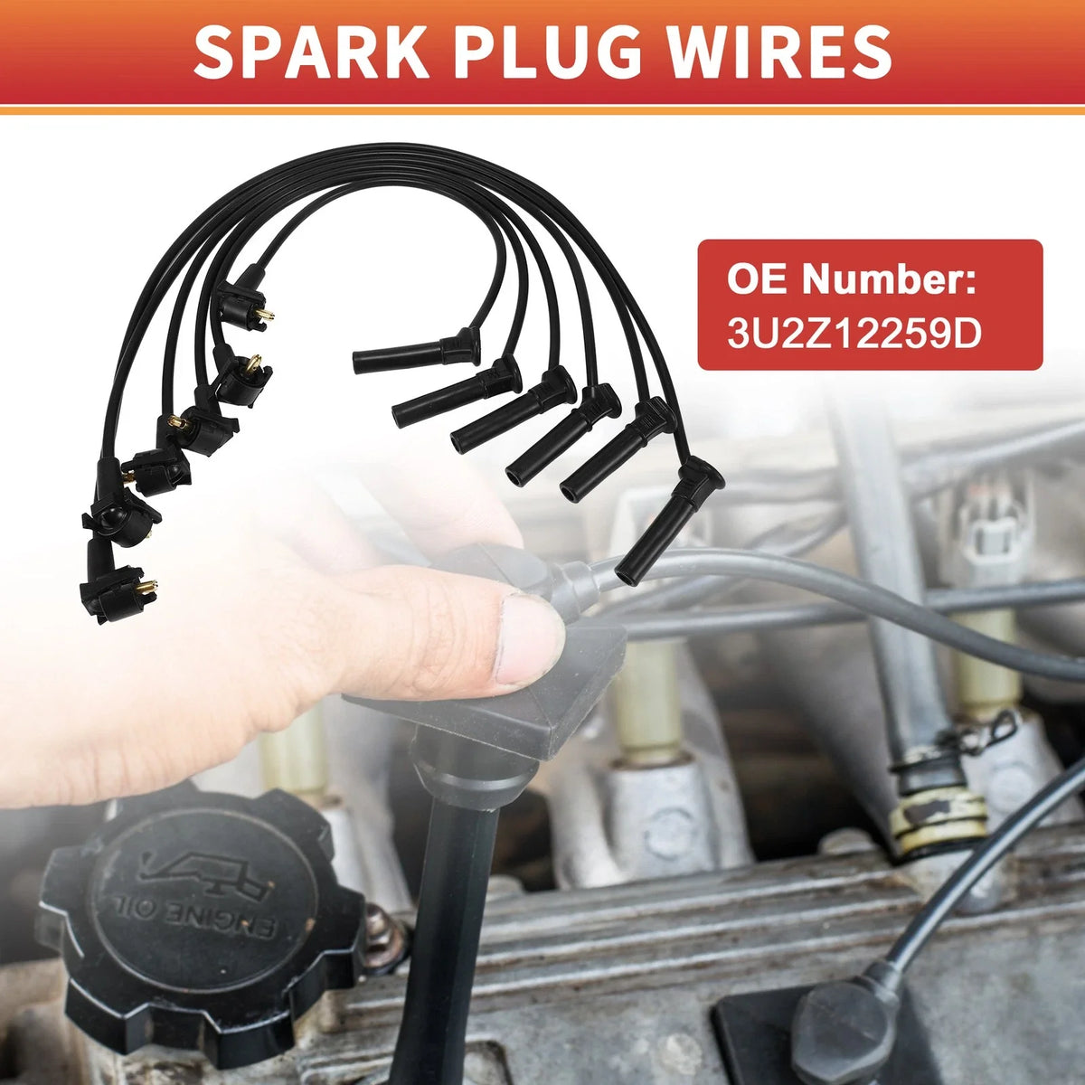 Set of 6 Spark Plug Wire Ignition Coil Cables No.3U2Z12259D for Ford Explorer (2004–2010)