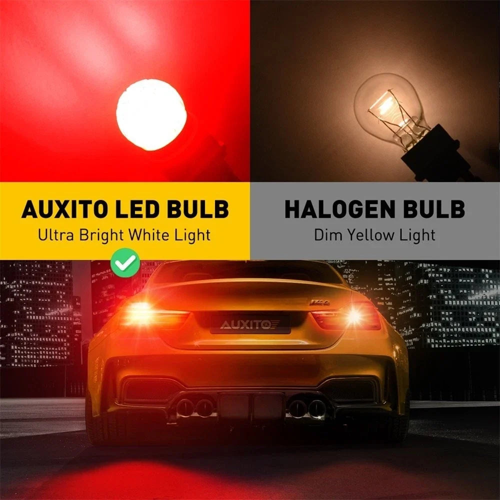 2X AUXITO 3157 LED Red Brake Stop Light Parking Bulbs 2800LM for Cars