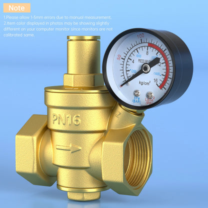 1" Brass Adjustable Water Pressure Reducing Regulator Valve with Gauge for I012-A009