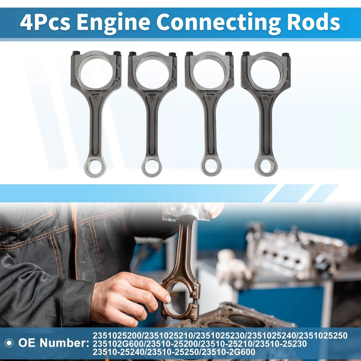 Set of 4 Engine Connecting Rods for Kia Optima (2008–2010) No. 2351025200