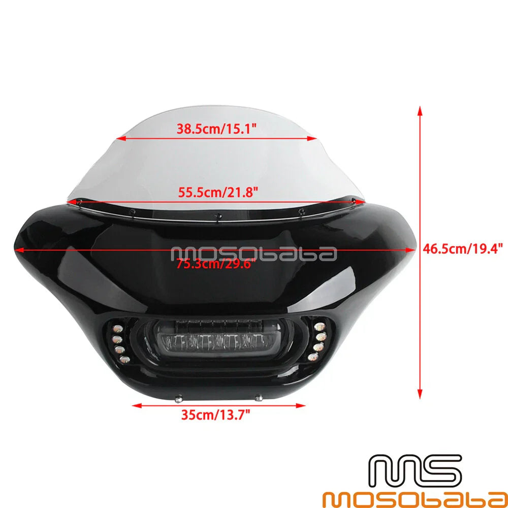 LED Headlight Fairing Windshield w/ Turn Signals for Harley Softail Fat Bob (2018-2023)