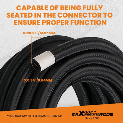 6AN 16FT Fuel Hose Line Kit for Universal Applications (Nylon, Stainless Steel)
