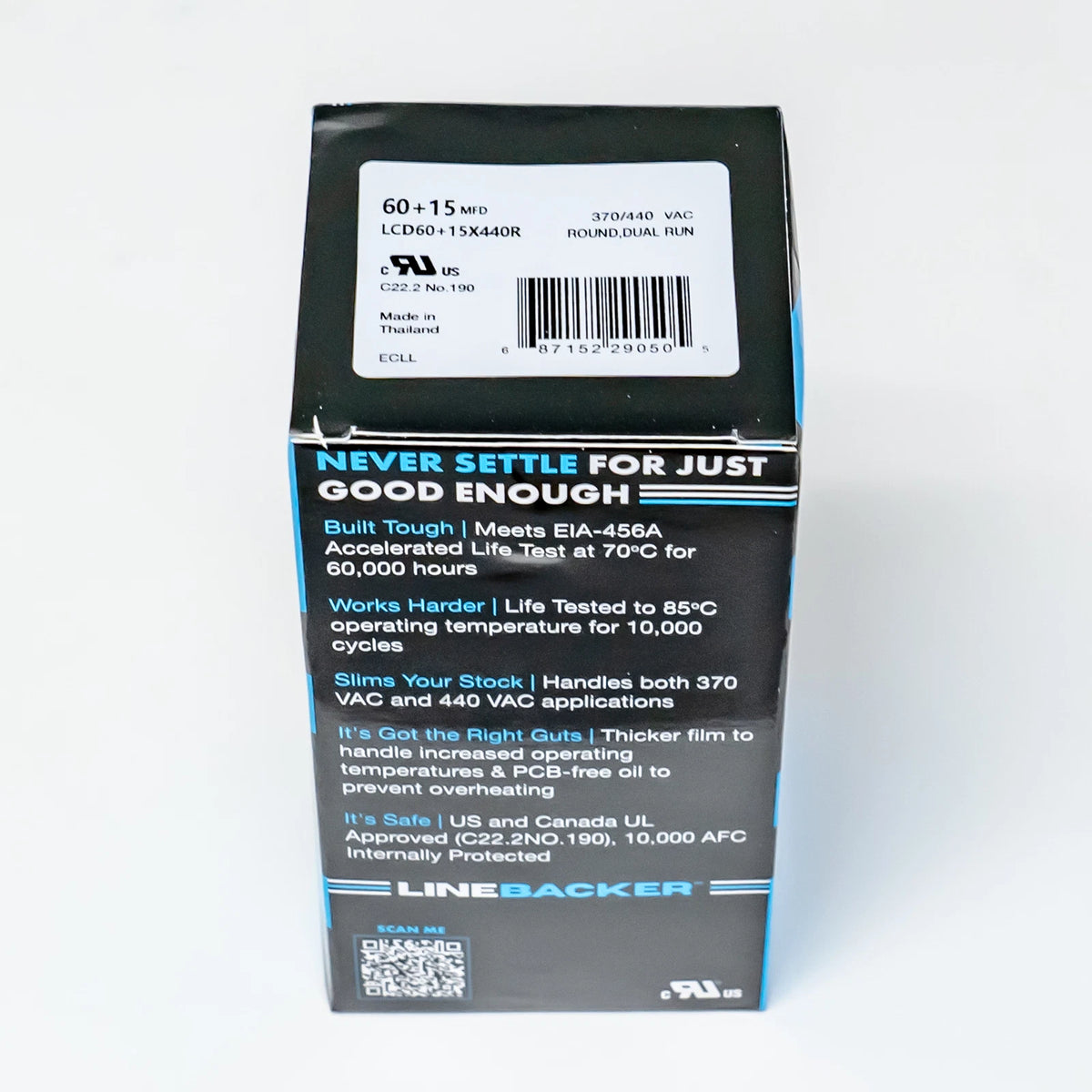 Capacitor Round Dual Run 60 + 15 uf for HVAC Motors (370/440 Volts)