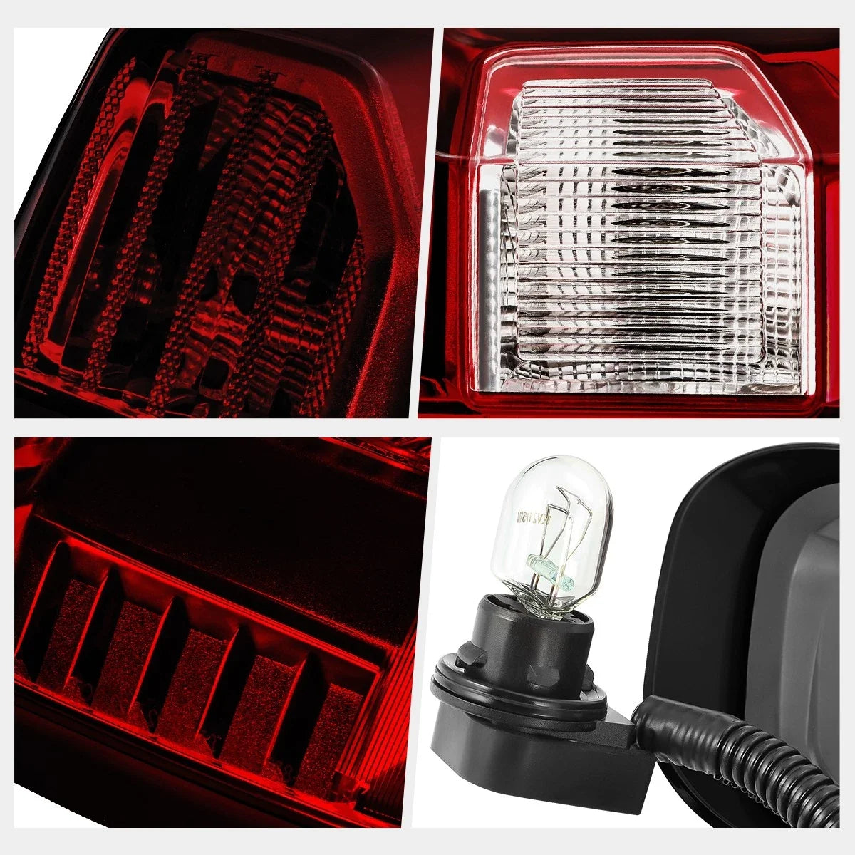 Dark Red Lens Tail Brake Stop Lights for Silverado 1500 WT LT 2500 3500 HD (2019–2024)