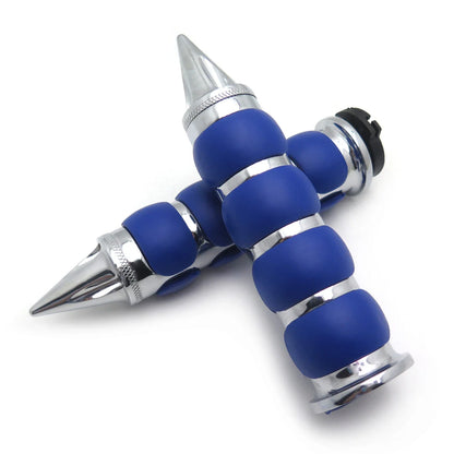 Chrome Blue Rubber Handlebar Grip for Suzuki Kawasaki Yamaha Honda
